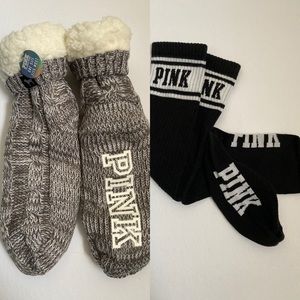 Lot of NWT EUC VS Pink Sherpa Bootie Tall Socks